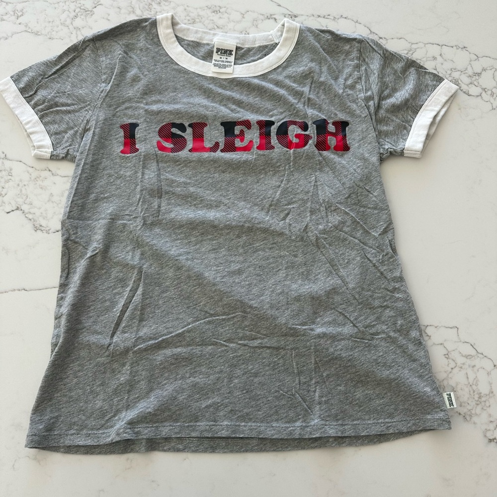 PINK ringer Christmas tee
